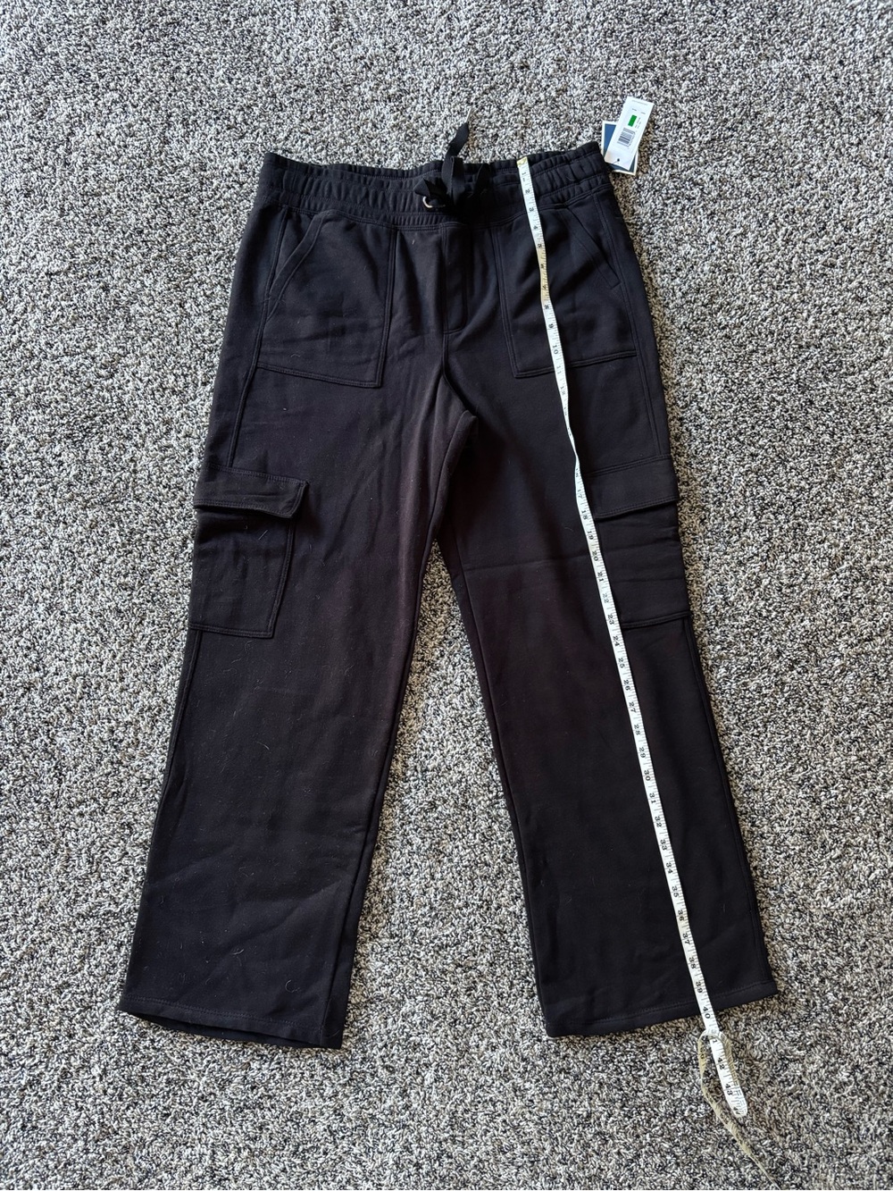 Calvin Klein Black Cargo Sweatpants with Drawstring Waist